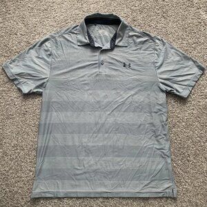 Under Armour HeatGear Men’s Large Grey Striped Short sleeve Polo Shirt